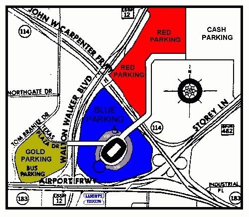 Click Here For Larger Map of Texas Stadium Parking