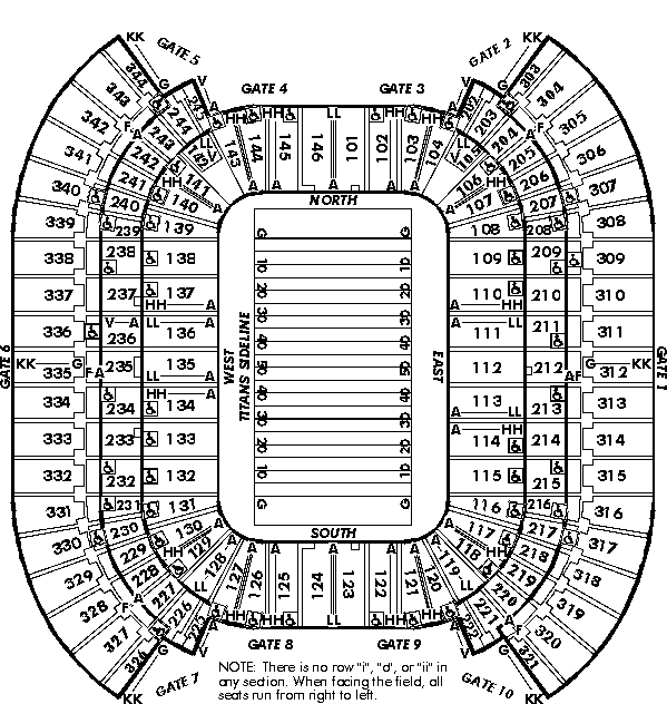 Adelphia Coliseum seating Chart